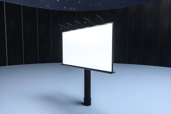 3D-rendering, blanco reclamebord in de nachtscène — Stockfoto
