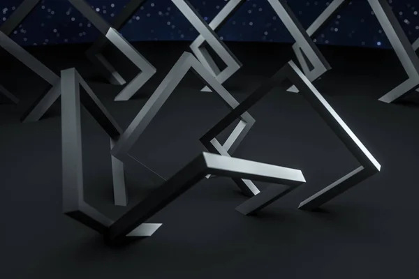 3D-Rendering, dunkle kreative Polygonelemente — Stockfoto