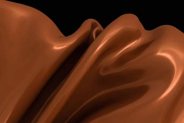 Rendering 3d, warna coklat mengalir latar belakang kain . — Stok Foto