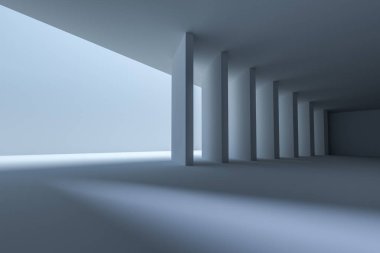 3d render, beyaz iç bina yapısı