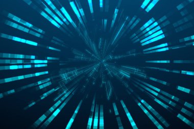 3d render, mavi farklı teknolojik hatlar