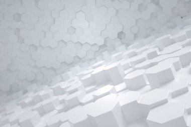 3d render, beyaz üçgen küpler