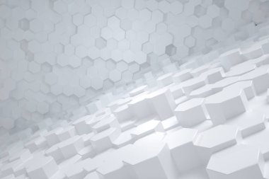 3d rendering, white triangle cubes clipart