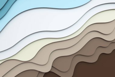 3d render, çok katmanlı kağıt kesme illüstrasyon arka plan