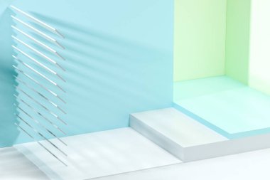 Yaratıcı şekiller ile 3d render, rahatlatıcı renk odası.