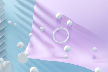 Yaratıcı şekiller ile 3d render, rahatlatıcı renk odası.