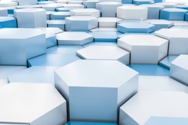 3d render, beyaz altıgen küpler.