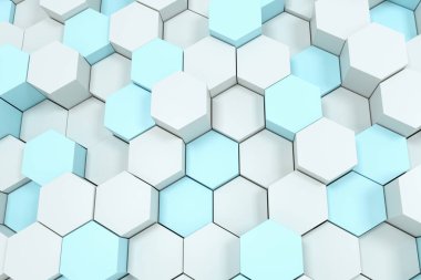 3d render, beyaz altıgen küpler.