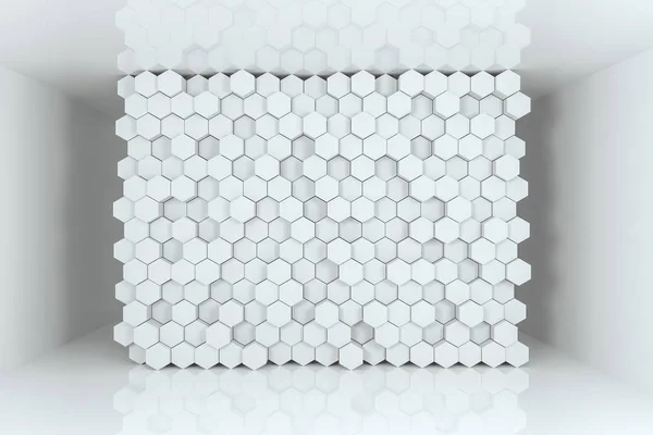 3D 렌더링, 흰색 육각형 큐브. — 스톡 사진