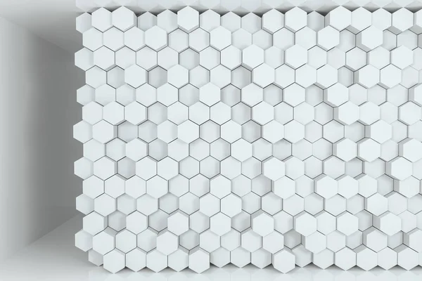 3D-rendering, witte zeshoekige kubussen. — Stockfoto