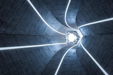 3D Rendering, karanlık bilim-kurgu tüneli, karanlık arka plan