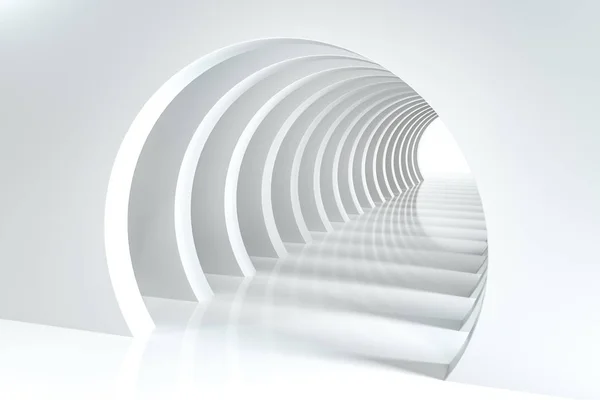 3D рендеринг, яркий научно-фантастический тоннель, яркий фон — стоковое фото