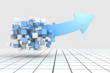 3d render, ok 3d modeli, geliştirme ve yön kavramı