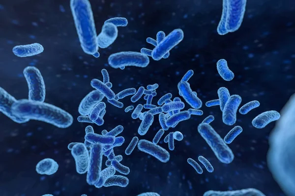 Інфекційний вірус з деталями поверхні на синьому фоні, 3d візуалізація . — стокове фото
