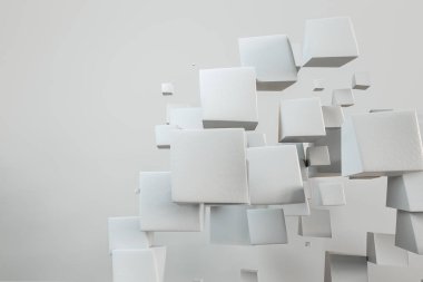 3d render, çarpık şekil li yaratıcı küpler