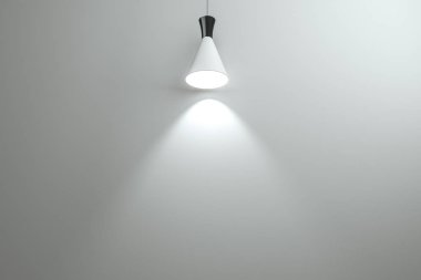 3d render, zarif üst ışık ile sergi duvarı.