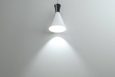 3d render, zarif üst ışık ile sergi duvarı.