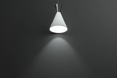3d render, zarif üst ışık ile sergi duvarı.