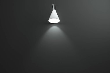3d render, zarif üst ışık ile sergi duvarı.