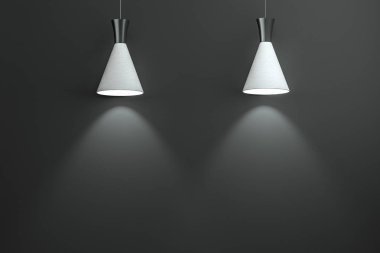 3d render, zarif üst ışık ile sergi duvarı.