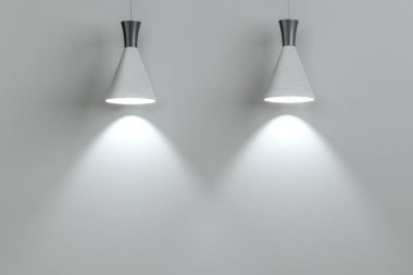 3d render, zarif üst ışık ile sergi duvarı.