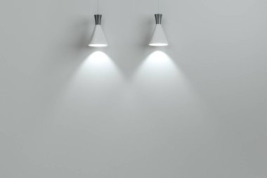 3d render, zarif üst ışık ile sergi duvarı.