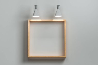 3d render, zarif üst ışık ile sergi duvarı.