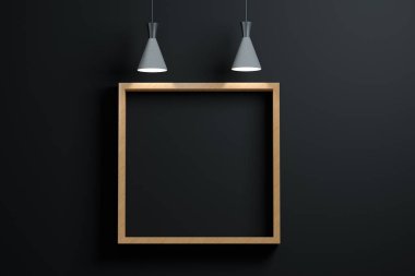 3d render, zarif üst ışık ile sergi duvarı.