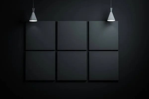 Renderização 3d, a parede de exposição com luz superior requintada . — Fotografia de Stock