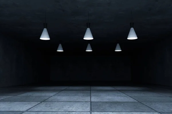 Renderização 3d, a sala vazia com luz superior requintada . — Fotografia de Stock