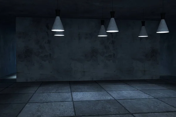 3D-rendering, det tomma rummet med utsökt topp ljus. — Stockfoto