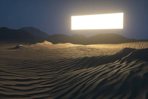 Rendering 3d, padang pasir yang luas, dengan garis-garis bentuk . — Stok Foto