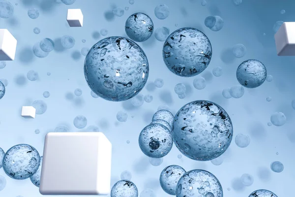 Rendering 3d, goccia d'acqua con sfondo azzurro — Foto Stock