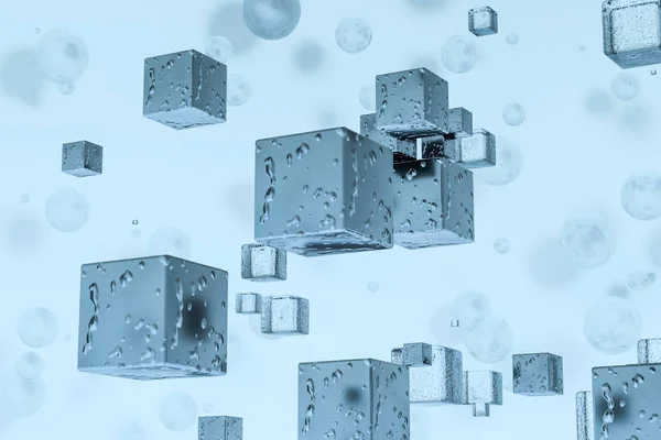 3d renderizado, gota de agua con fondo azul claro — Foto de Stock
