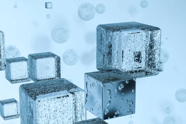 3D renderização, gota de água com fundo azul claro — Fotografia de Stock