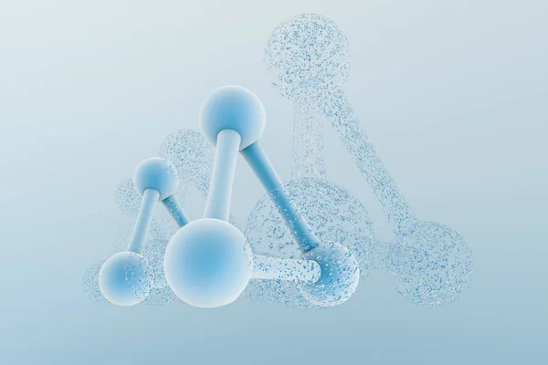3d işleme, parçacık etkileri ile mavi kimyasal formül — Stok fotoğraf