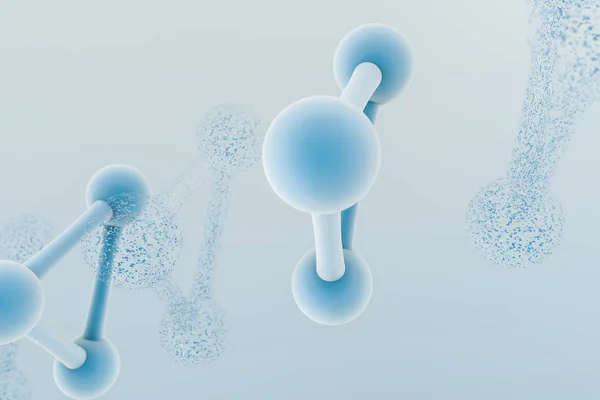 Renderização 3d, fórmula química azul com efeitos de partículas — Fotografia de Stock