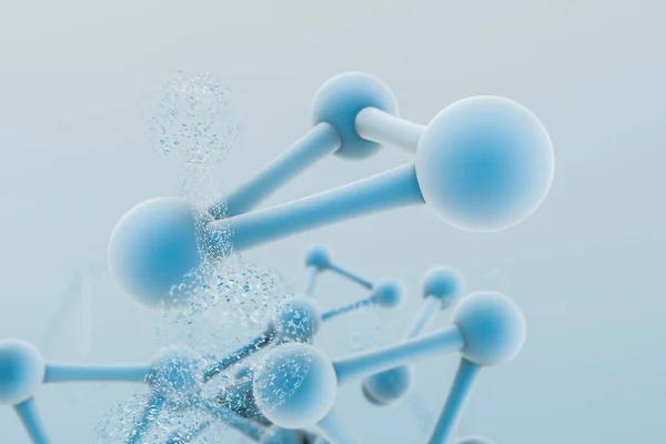 3d rendering, blue chemical formula with particle effects