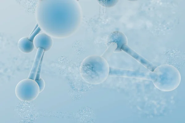 3d rendering, blue chemical formula with particle effects