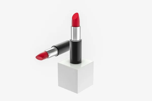 Lipstick with light color background, product photography, 3d rendering. — Stock Photo, Image