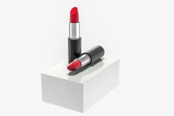 Lipstick with light color background, product photography, 3d rendering. — Stock Photo, Image