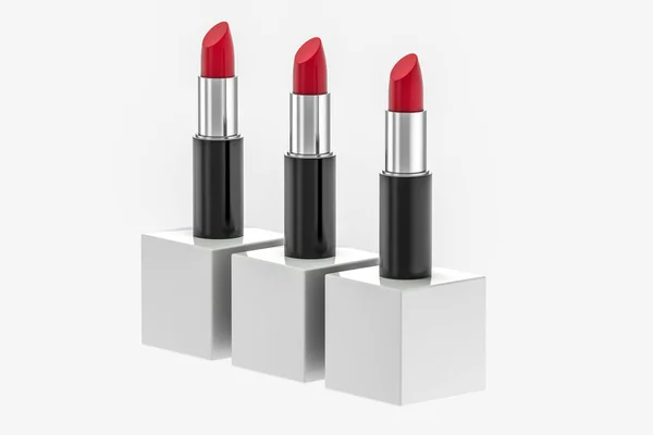 Lipstick with light color background, product photography, 3d rendering. — Stock Photo, Image