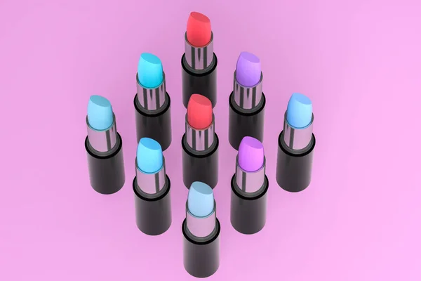 Lipstick with light color background, product photography, 3d rendering. — Stock Photo, Image