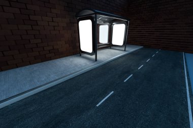 3d render, yol kenarında reklam panosu.