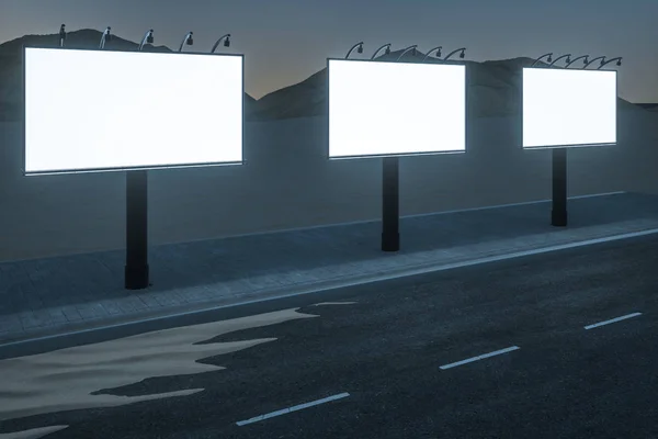 Rendering 3d, iklan billboard di sisi jalan . — Stok Foto
