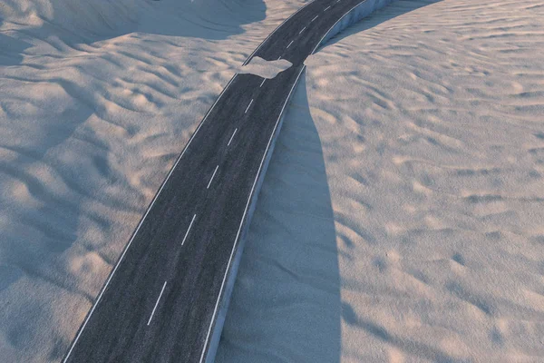 The waving road in the desert, 3d rendering — Stock Photo, Image