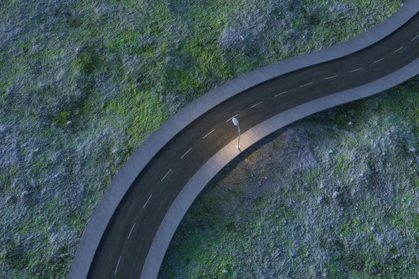 La strada ondulante nei sobborghi deserti, rendering 3d — Foto Stock