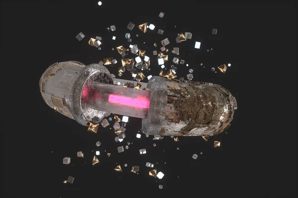 3D рендеринг, научное механическое кольцо в открытом космосе . — стоковое фото