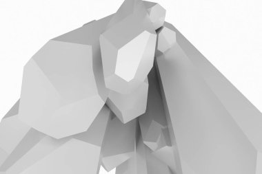 Hassas kesilmiş sihirli kristal, bilim kurgu ve sihirli tema, 3d render bir küme.