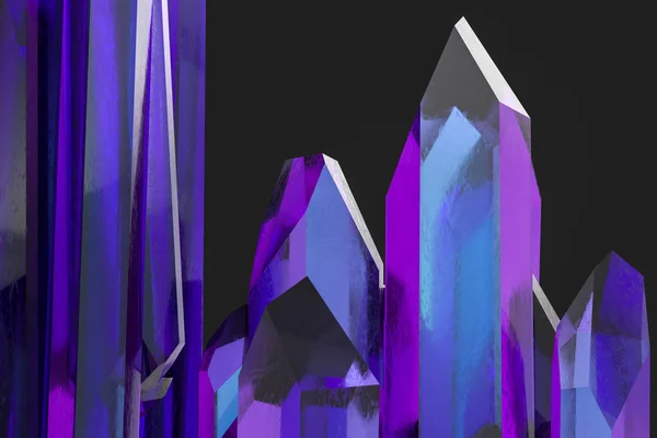 A cluster of precision-cut magic crystal, science fiction and magic theme, 3d rendering.